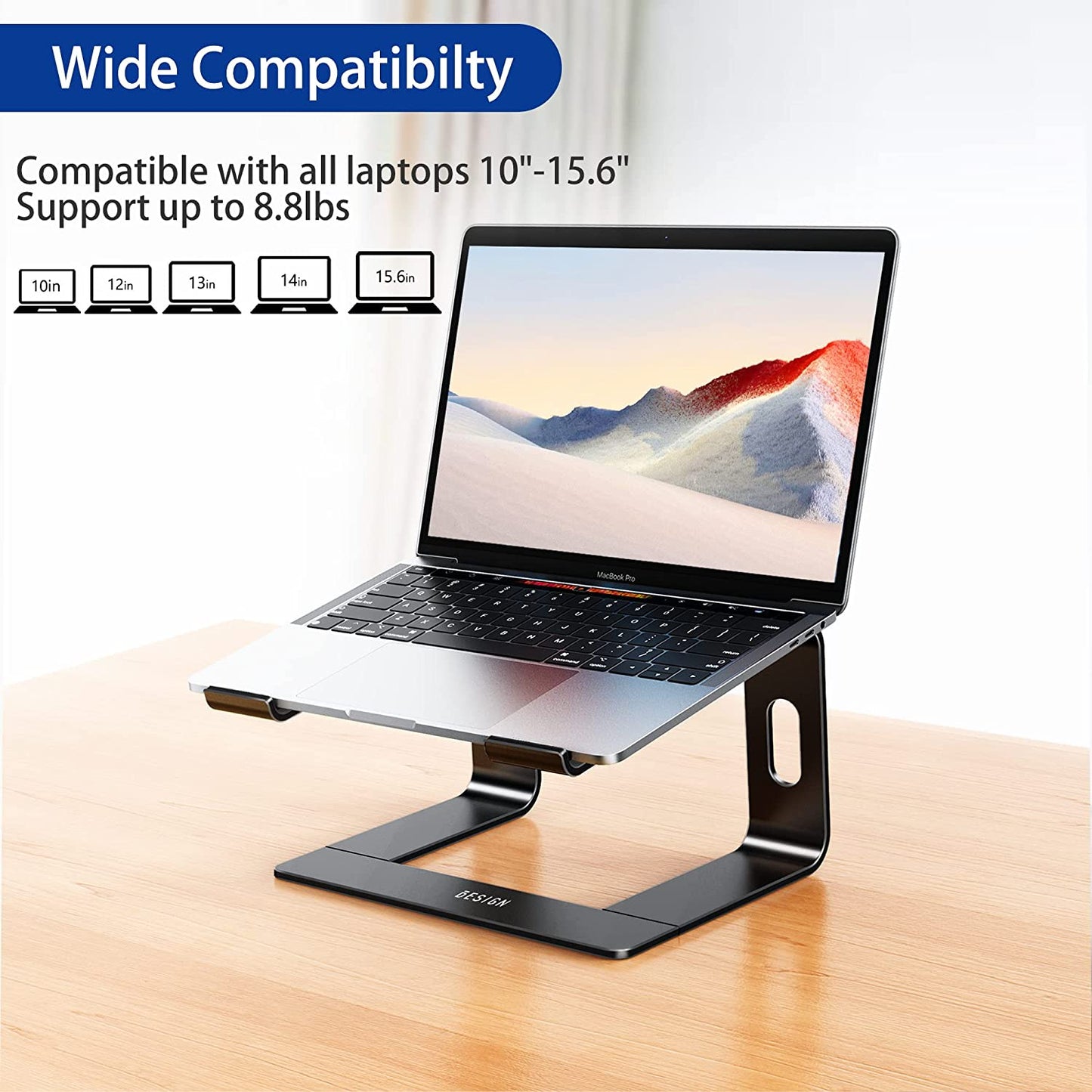 Aluminum Laptop Stand, for 10-15.6 Inch Laptops.